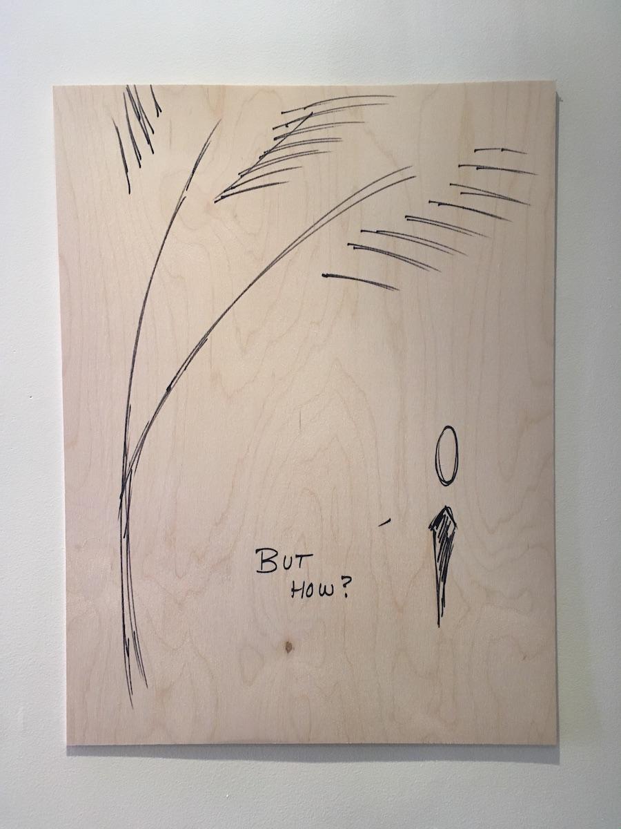 A photo of drawings on wood